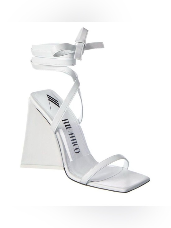 The Attico Shoes - The Attico Isa Vinyl Leather Wrap Sandal White Sculptural Heel EU 38